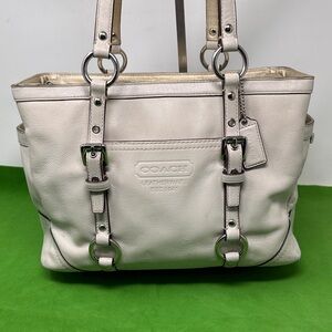 Coach F12343 Ivory and Gold Leather Bag
